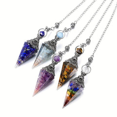 Natural Healing Crystal Dowsing Pendulum Reiki Gemstone Chips Orgone Pendulum