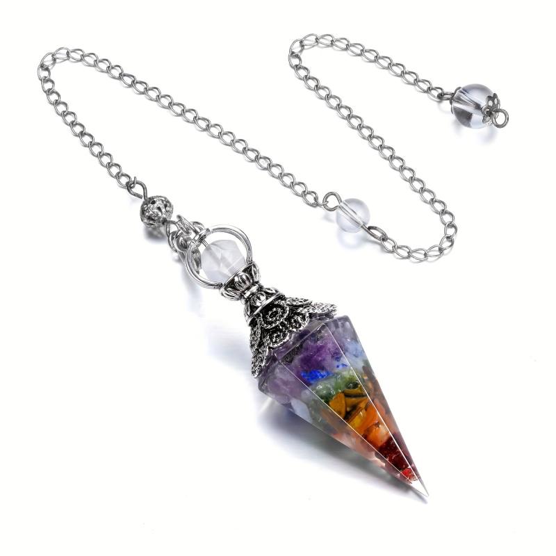 Natural Healing Crystal Dowsing Pendulum Reiki Gemstone Chips Orgone Pendulum