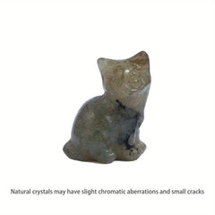 3.0cm Healing Crystal Carved Sloping Cat Various Materials Crystal Carving