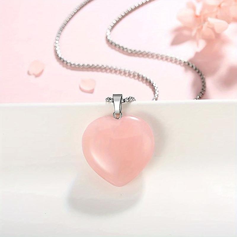 Heart Shaped Pink Crystal Pendant Necklace