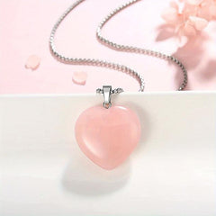 Heart Shaped Pink Crystal Pendant Necklace