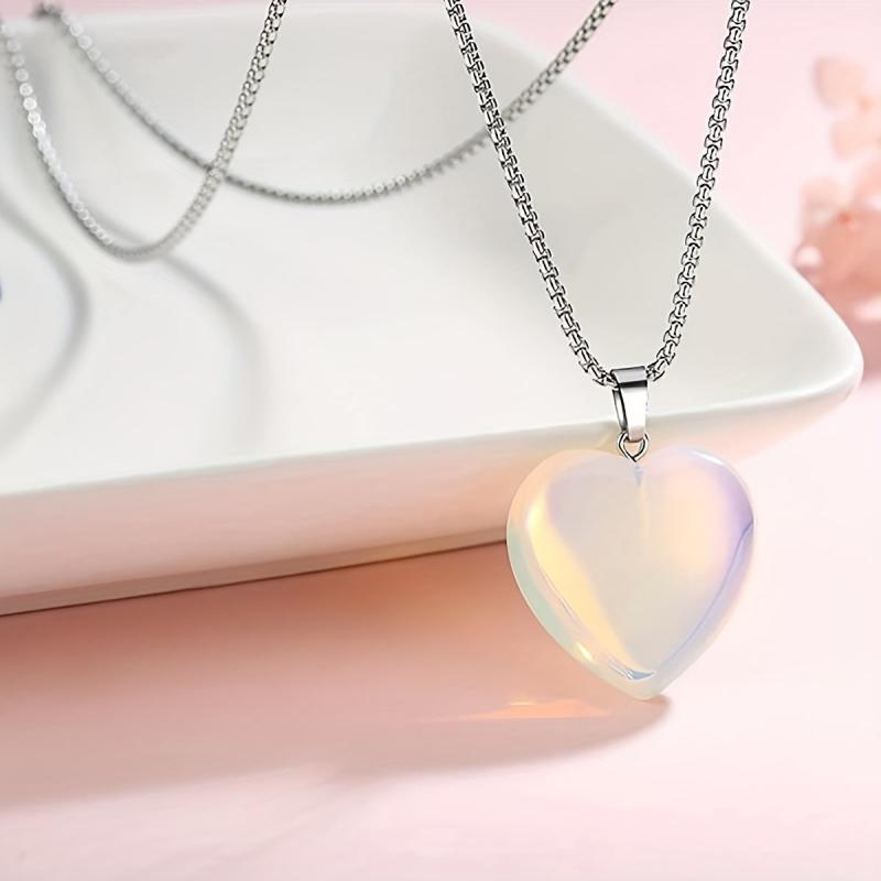 Heart Shaped Pink Crystal Pendant Necklace