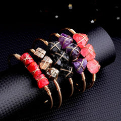 Natural Amethyst Bracelet Raw Stone Copper Wire Chakra Healing
