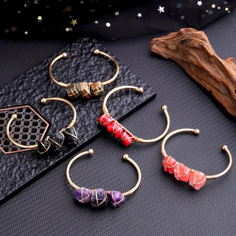 Natural Amethyst Bracelet Raw Stone Copper Wire Chakra Healing