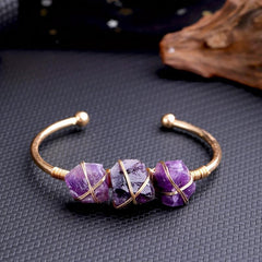 Natural Amethyst Bracelet Raw Stone Copper Wire Chakra Healing