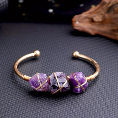 Natural Amethyst Bracelet Raw Stone Copper Wire Chakra Healing