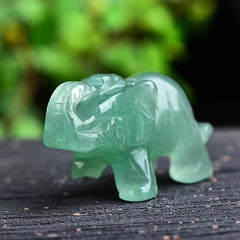 Green Aventurine Elephant Decor Set