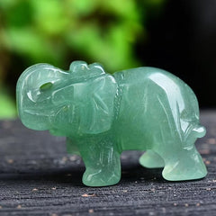 Green Aventurine Elephant Decor Set
