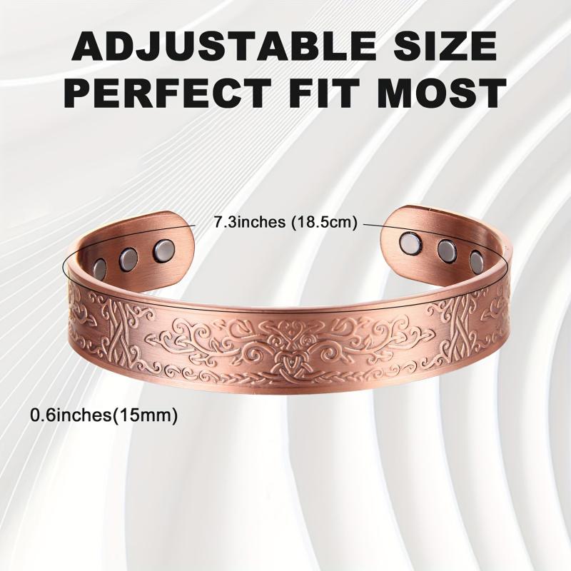 Copper Magnetic Bracelet Tree Of Love Cuff Bangle 6 Magnets Jewelry Gift