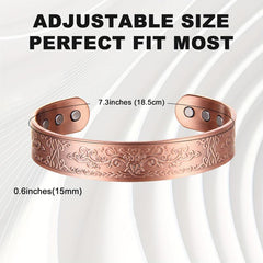 Copper Magnetic Bracelet Tree Of Love Cuff Bangle 6 Magnets Jewelry Gift