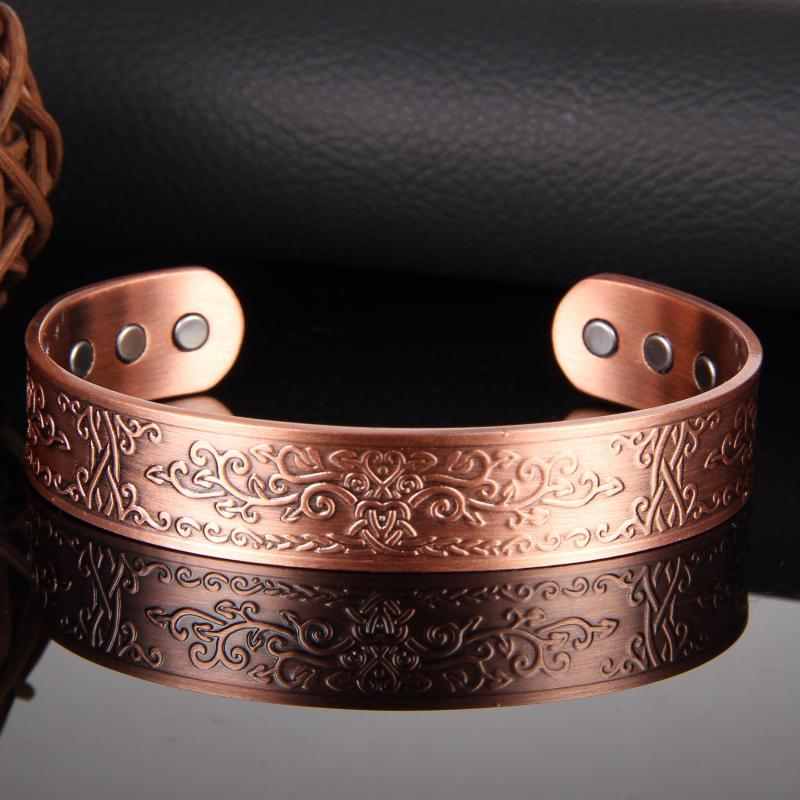 Copper Magnetic Bracelet Tree Of Love Cuff Bangle 6 Magnets Jewelry Gift