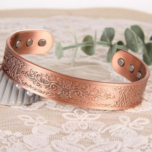 Copper Magnetic Bracelet Tree Of Love Cuff Bangle 6 Magnets Jewelry Gift