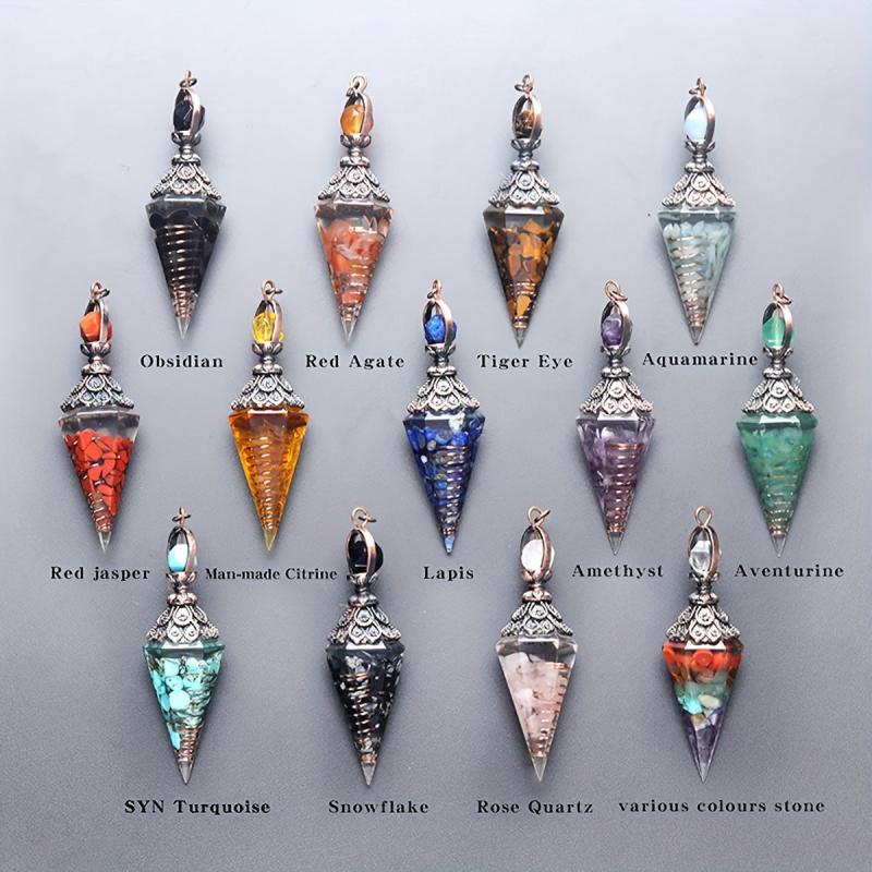 Resin Stone Pendulum Crystal Agate Hexagon Cone Pendant