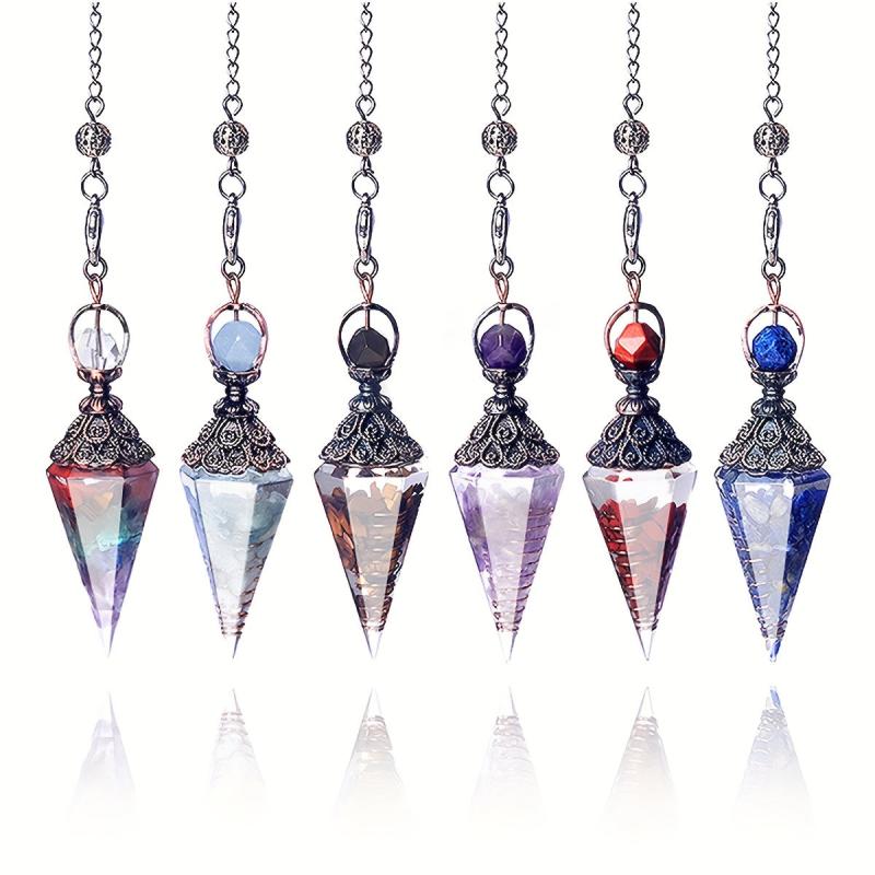 Resin Stone Pendulum Crystal Agate Hexagon Cone Pendant