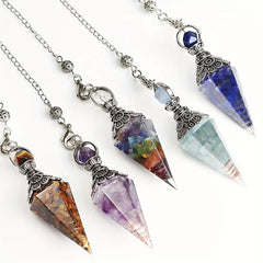 Resin Stone Pendulum Crystal Agate Hexagon Cone Pendant