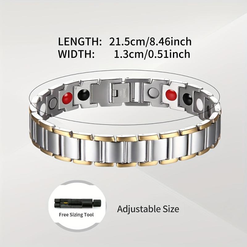 Men's Titanium Steel Magnetic Bracelet Adjustable Silver