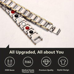 Men's Titanium Steel Magnetic Bracelet Adjustable Silver