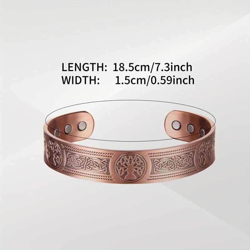 Copper Bracelet For Men with Magnetic Therapy 3500 Gauss Pure Copper Cuff Bangle