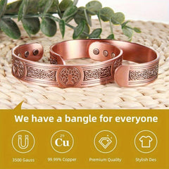 Copper Bracelet For Men with Magnetic Therapy 3500 Gauss Pure Copper Cuff Bangle