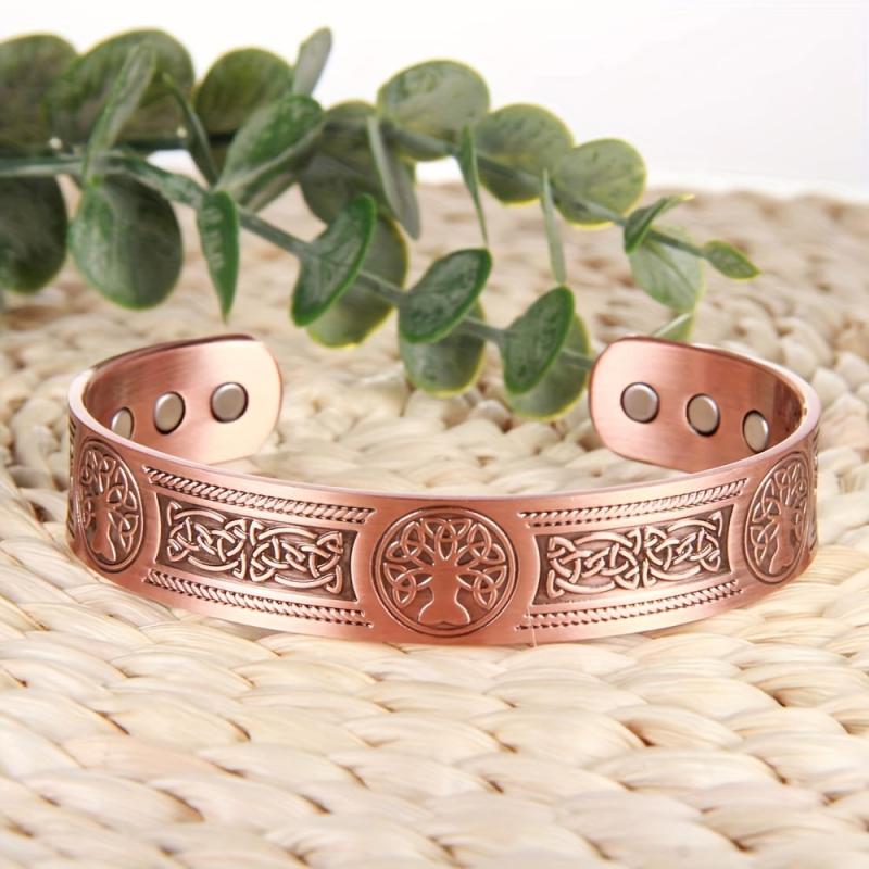 Copper Bracelet For Men with Magnetic Therapy 3500 Gauss Pure Copper Cuff Bangle
