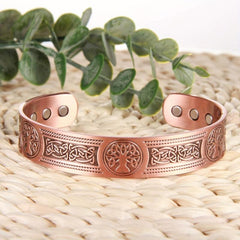 Copper Bracelet For Men with Magnetic Therapy 3500 Gauss Pure Copper Cuff Bangle