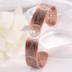 Copper Bracelet Men Wide Magnetic 3500 Gauss Adjustable