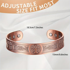 Copper Bracelet Men Wide Magnetic 3500 Gauss Adjustable