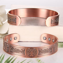 Copper Bracelet Men Wide Magnetic 3500 Gauss Adjustable