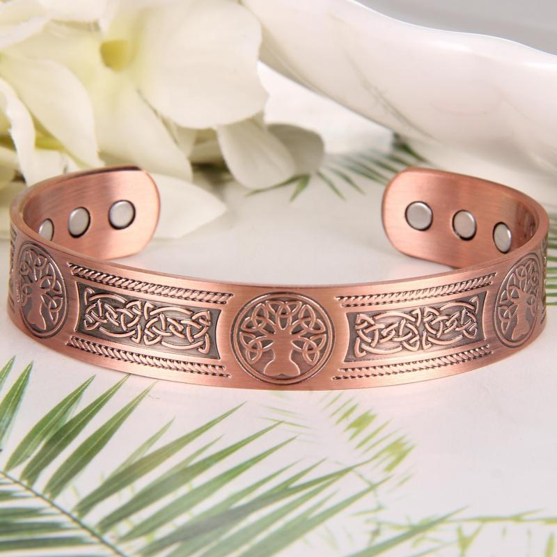 Copper Bracelet Men Wide Magnetic 3500 Gauss Adjustable
