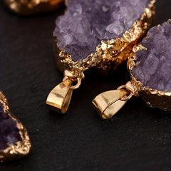 Heart Shaped Amethyst Crystal Pendant Necklace
