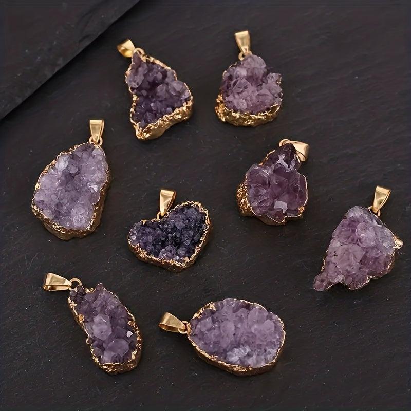 Heart Shaped Amethyst Crystal Pendant Necklace