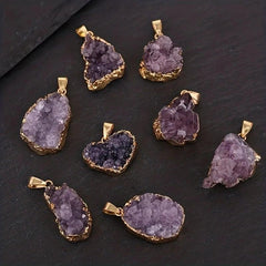 Heart Shaped Amethyst Crystal Pendant Necklace
