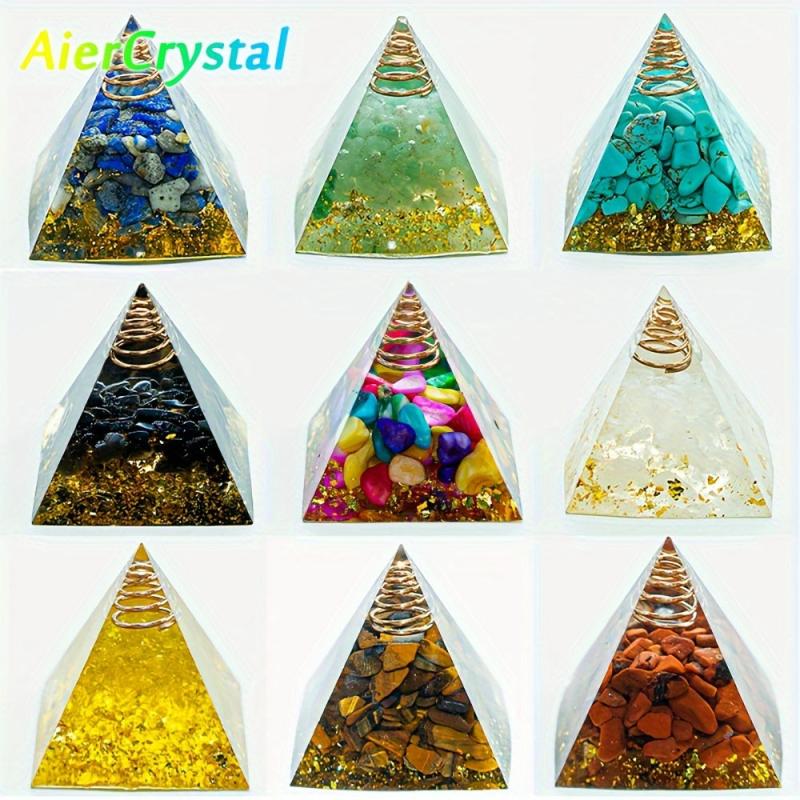 1pc AierCrystal 3 Natural Crystal Pyramid Energy Quartz Amethyst Reiki Crystal