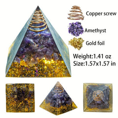 1pc AierCrystal 3 Natural Crystal Pyramid Energy Quartz Amethyst Reiki Crystal