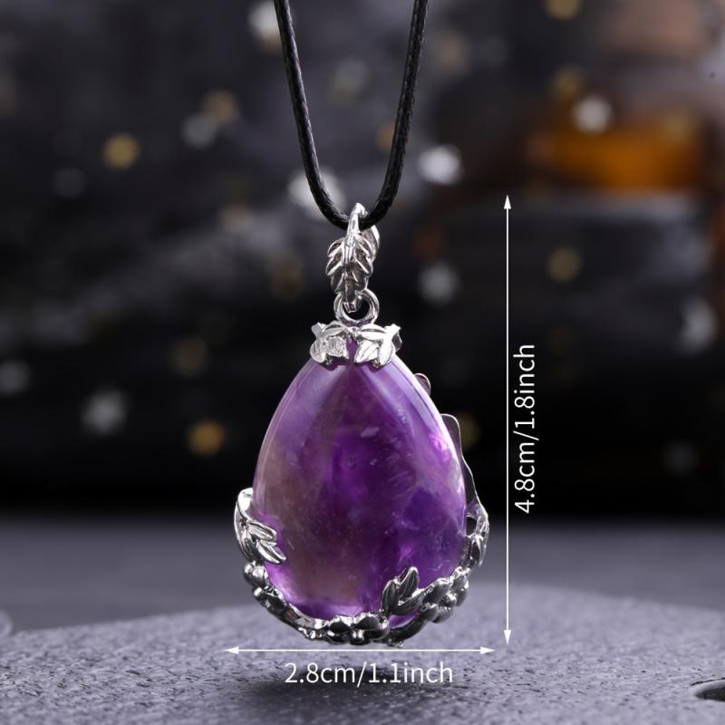 Natural Stone Pendant Rose Water Drop Healing Crystal Necklace DIY Jewelry