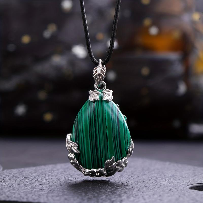 Natural Stone Pendant Rose Water Drop Healing Crystal Necklace DIY Jewelry