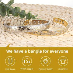 Copper Magnetic Bracelet Vintage Flower Adjustable Perfect Gift Women Birthdays