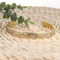 Copper Magnetic Bracelet Vintage Flower Adjustable Perfect Gift Women Birthdays
