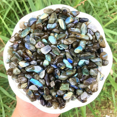 100g Natural Labradorite Crystal Chips Polished Stones for Healing & Decoration
