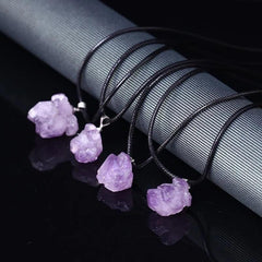 Amethyst Healing Crystal Pendant Necklace Silver Chain Charms