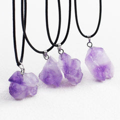 Amethyst Healing Crystal Pendant Necklace Silver Chain Charms