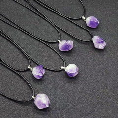 Amethyst Healing Crystal Pendant Necklace Silver Chain Charms