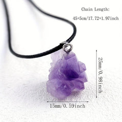 Amethyst Healing Crystal Pendant Necklace Silver Chain Charms