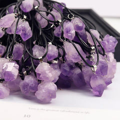 Amethyst Healing Crystal Pendant Necklace Silver Chain Charms