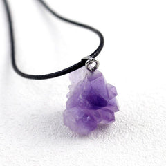 Amethyst Healing Crystal Pendant Necklace Silver Chain Charms