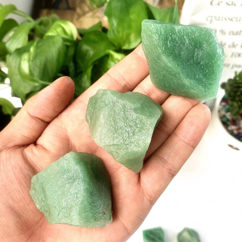 3pcs Green Aventurine Raw Healing Crystal Stone Home Decor & Aromatherapy