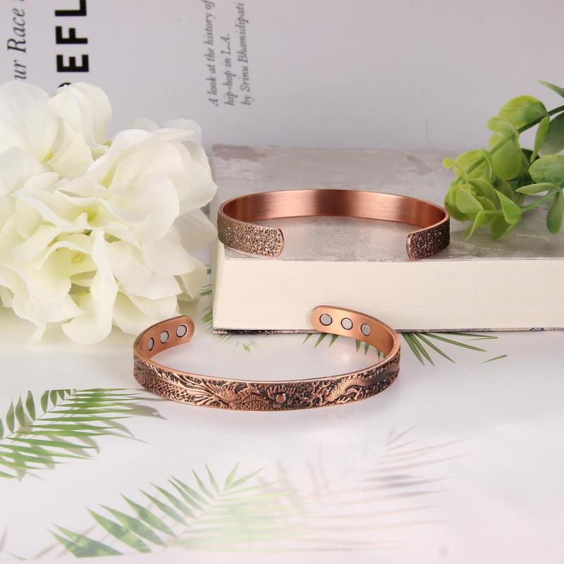 Vintage Dragon & Phoenix Pattern Copper Magnetic Bracelet