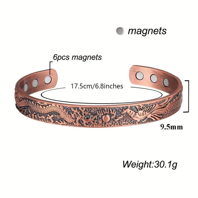 Vintage Dragon & Phoenix Pattern Copper Magnetic Bracelet