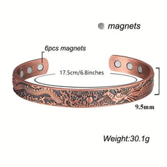 Vintage Dragon & Phoenix Pattern Copper Magnetic Bracelet
