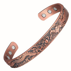 Vintage Dragon & Phoenix Pattern Copper Magnetic Bracelet